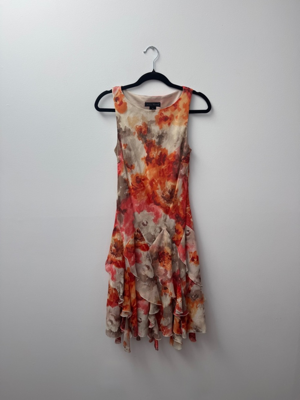 Jessica Howard Orange, Cream and Coral Floral Midi Dress